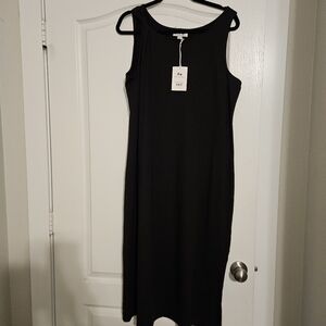 Free Assembly Women's Tank Maxi Dress with Shoulder Twist Black